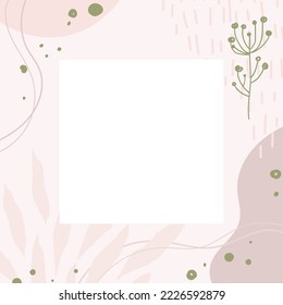 Fashionable square template with floral elements. Modern vector for social media, internet publishing, advertising banner