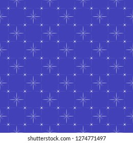 Fashionable stars and flowers. Blue and white. Great background. Abstract fabric fashion graphics.
