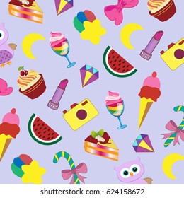 fashionable stickers on a blue background