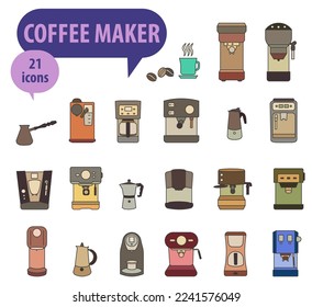Fashionable style coffee machines. Simple design for logos, user interface and mobile applications.