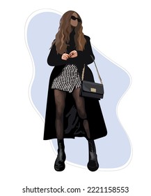 fashionable and stylish girl. Vector illustration in a flat style.