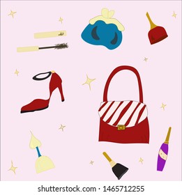 fashionable and stylish things drawn in vector