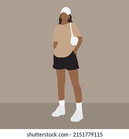 Fashionable summer girl on a gray background
