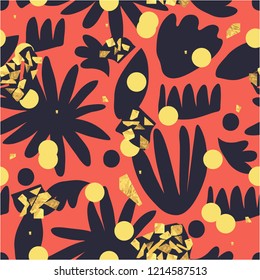 Fashionable unusual vector pattern, background with simple flower shapes.