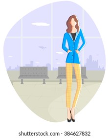 Fashionable urban girl wearing modern dress in vector