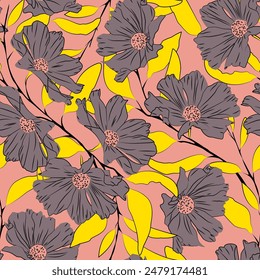 Patrón de Vector de moda de las flores. Fondo floral para textiles. Tela, cubiertas, fabricación, Fondo de pantalla, impresión, envoltura de regalo.