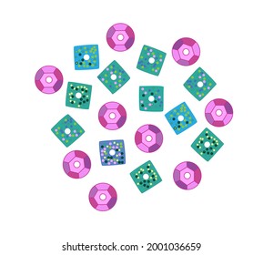 A fashionable vector set of multi-colored round and square sequins. Paillettes for design and decoration.