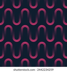 Modische wellenförmige nahtlose Muster Trend Vektor Noir Purple abstrakter Hintergrund. Rippled Struktur Pink Black Half Tone Art Illustration. Endlose grafische dynamische Abstraktion Wallpaper Punkt Arbeit Textur