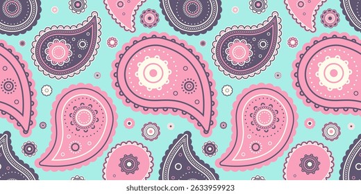 Fashionable wear to horizontal surface. Trend springtime paisley material. Artwork persian of botanical idea. Decor curl to seamless ink.