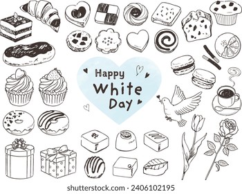 Fashionable white day set hand drawn