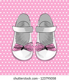Fashionable  white shoes for little girls.