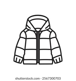  fashionable winter jacket vector logo, stylish streetwear in outline art icon
