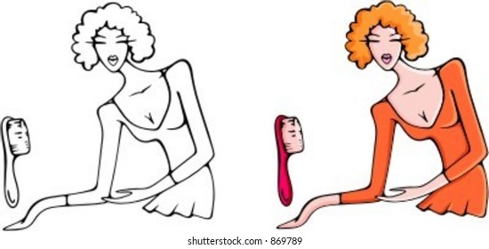 A fashionable woman with hair brush. Check my portfolio for many more images of this series.