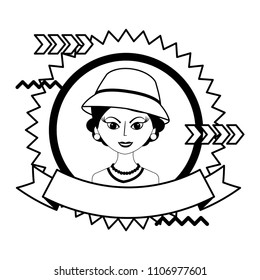 fashionable woman with hat retro style