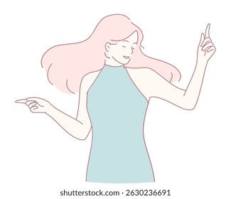 A fashionable woman joyfully dancing, beautifully embodying joy and authentic selfexpression in motion