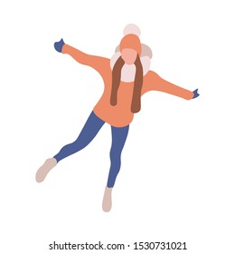 Fashionable woman, models in warm clothes. Young girls on a white isolated white background in a flat style.