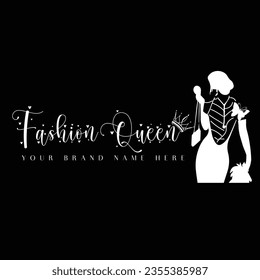 Fashionable Women Dress  Logo Design  with Black and white color