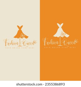 Fashionable Women Dress Logo Design With two color variation 