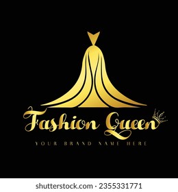 Fashionable Women Dress Logo For your Brand or Business With Black and Golden gradient Color