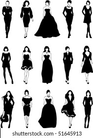 fashionable women silhouettes, vector