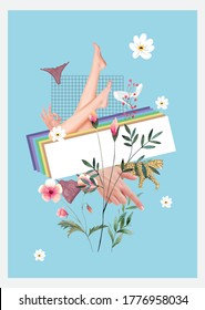 Fashionable women's poster. Collage on women's themes.