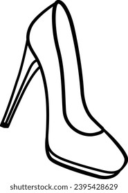 Página de moda "zapatos de mujer para colorear". Zapatos de chicas elegantes con tacones altos. Ilustración vectorial para el Día de San Valentín o el Día de la Mujer