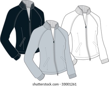 Fashionable women's vector top sketches with draping and movement shadowing details.