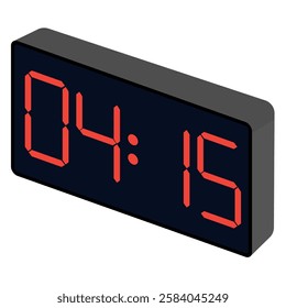 Fashionable wrist gadget displaying 04:15 in a modern digital watch template isolated on a black background.