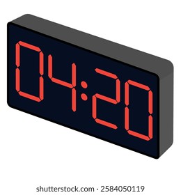 Fashionable wrist gadget displaying 04:20 in a modern digital watch template isolated on a black background.