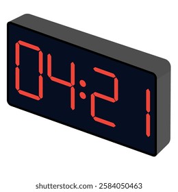 Fashionable wrist gadget displaying 04:21 in a modern digital watch template isolated on a black background.
