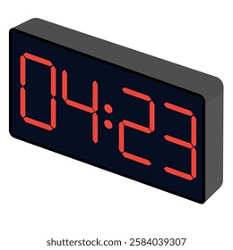 Fashionable wrist gadget displaying 04:23 in a modern digital watch template isolated on a black background.