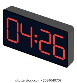 Fashionable wrist gadget displaying 04:26 in a modern digital watch template isolated on a black background.