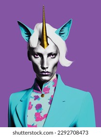 fashionable young culture unicorn illustration vector.