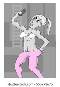 Fashionable young woman in the gym.