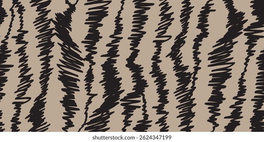 Fashionable zebra hand drawn brush strokes  Seamless Pattern. Stylized Spotted Leopard Skin Background with beige brown  for Fashion, Print, Wallpaper, Fabric. Vector illustration