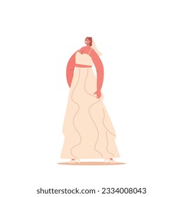 Modisch gestaltete Brautcharakter, die ein atemberaubendes Brautkleid, einen Schleier und Accessoires mit Schwerpunkt auf modernem Eleganz vermitteln