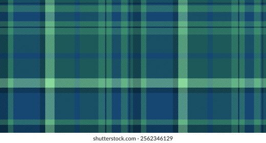 Fashioned check pattern textile, periodic texture background tartan. Trend fabric seamless plaid vector in cyan and teal colors palette.