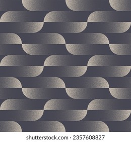 Fashioned Seamless Pattern Trend For Clothing Vector Dotwork Abstract Background. Split Ovals Checkered Structure Retro Design Textile Print Endless Wallpaper. Half Tone Art Loopable Illustration