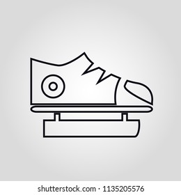 Fashioned sport style ice ski shoes isolated flat liner icon