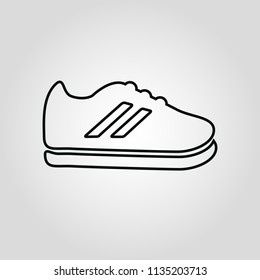 Fashioned sport style shoes isolated flat liner icon