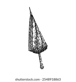 fashioned umbrella hand drawn. nostalgic heritage, traditional collectible, period historic fashioned umbrella vector sketch. isolated black illustration