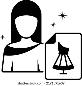 Fashionista Avatar Concept, Seamstress Or Dressmaker Crew Vector Icon Design, Glamour And Beauty Symbol, Haute Couture Sign, Fashion Show And Exhibition Stock Illustration