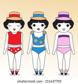 Fashionista Swimwear illustration set