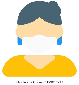 A fashionista women with mask and earrings.