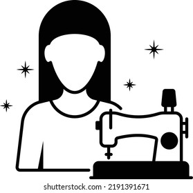 Fashionmonger with tailoring Machine Concept, mantua-makers with sewing machine vector icon design, Glamour and beauty symbol, Haute couture Sign, Fashion Show and Exhibition stock illustration