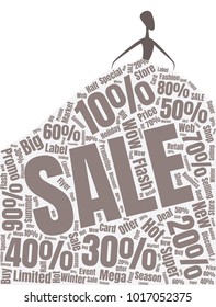 Fasion Sale Word Cloud Made of Different Percentages of Discounts. Sales Vector Concept. Collage for Fasion Design
