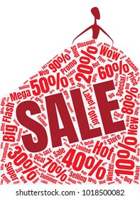 Fasion Sale Word Cloud Made of Different Percentages of Discounts. Sales Vector Concept. Collage for Fasion Design
