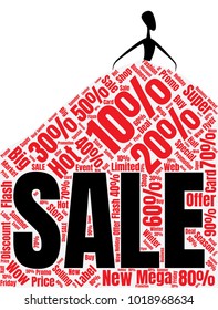 Fasion Sale Word Cloud Made of Different Percentages of Discounts. Sales Vector Concept. Collage for Fasion Design