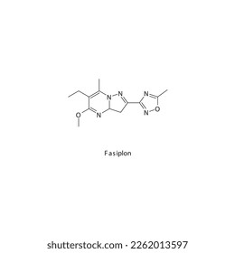 Fasiplon flat skeletal molecular structure Z-drug (nonbenzodiazepine) drug used in anxiety treatment. Vector illustration.