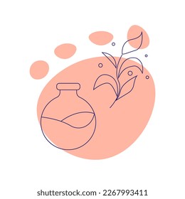Fask with flower. Esoteric symbol. Hand drawn linear vector illustration